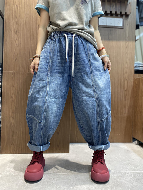 Pantaloni harem in denim vintage da donna