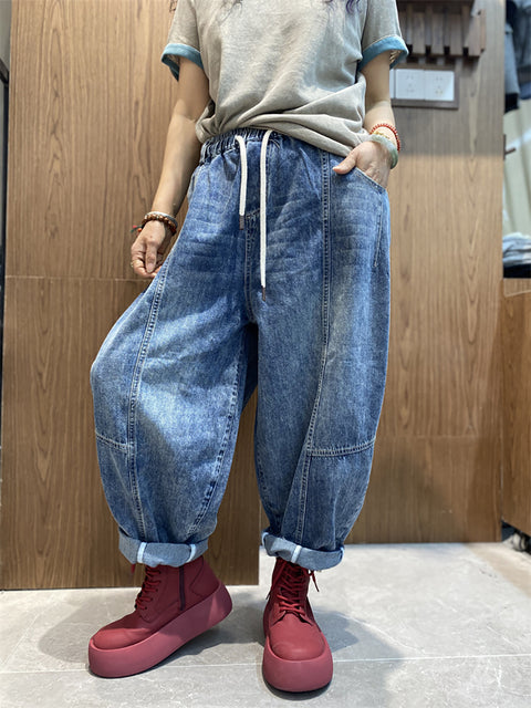 Pantaloni harem in denim vintage da donna