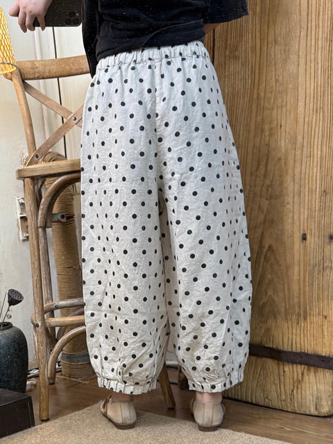 Pantaloni a campana larghi in lino vintage primaverili da donna