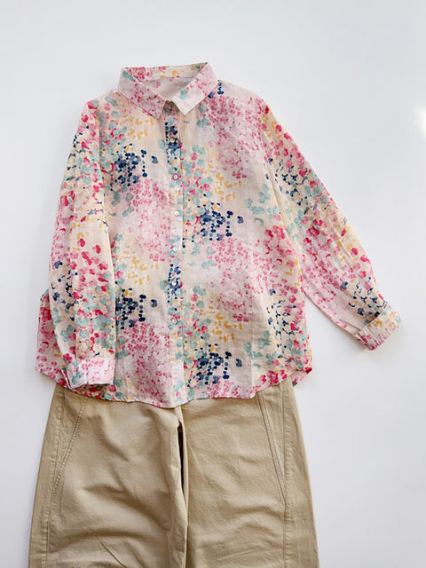 Camicia da donna Artsy Spring Flower 100% Ramie