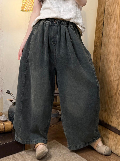 Pantaloni in denim dritto retrò primaverili da donna