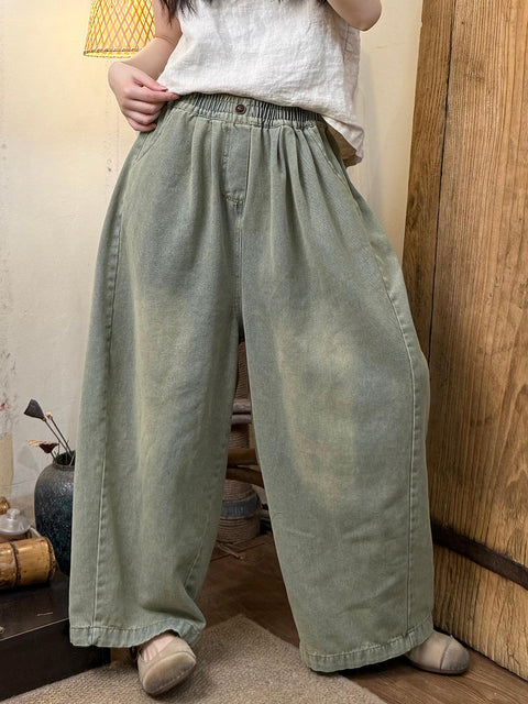 Pantaloni in denim dritto retrò primaverili da donna