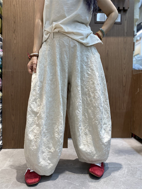 Pantaloni harem in cotone puro vintage primaverili da donna