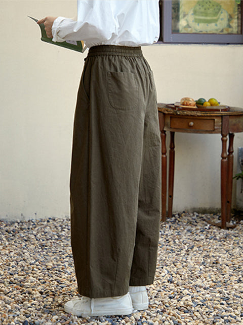 Pantaloni larghi in cotone puro casual primaverili da donna