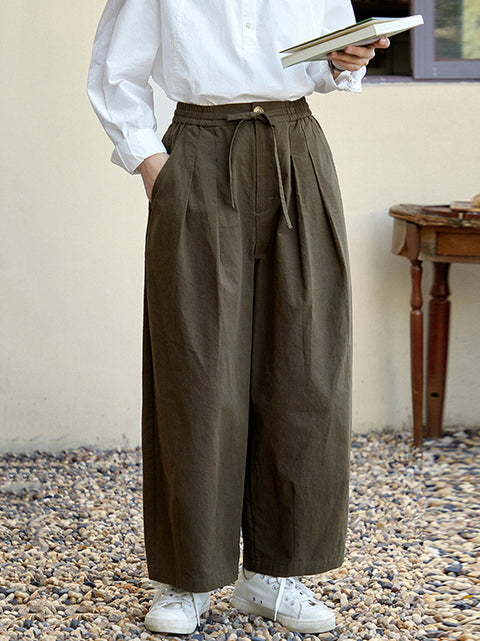 Pantaloni larghi in cotone puro casual primaverili da donna