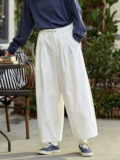 Pantaloni larghi in cotone puro casual primaverili da donna