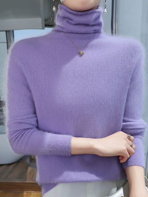 Women Autumn Turtleneck Wool Soft Warm Knit Sweater