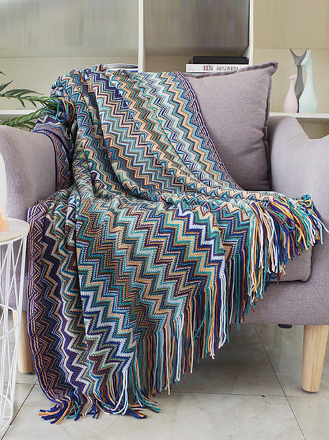 Vintage Mid Century Style Bohemian Sofa Throw Blanket