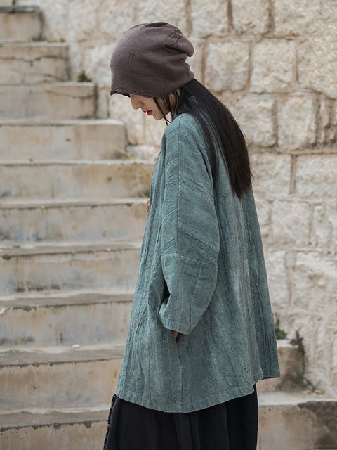 Cappotto a camicia ampia con coulisse in tinta unita retrò primavera da donna taglie forti