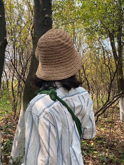 Cappello da viaggio estivo da donna in paglia intrecciata, resistente al sole