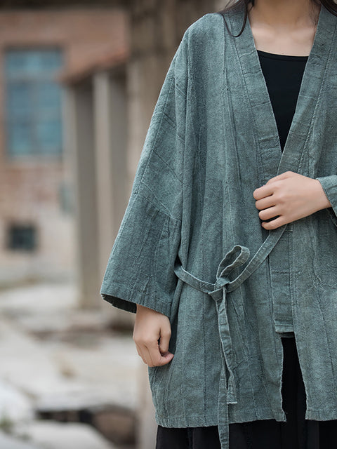 Cappotto a camicia ampia con coulisse in tinta unita retrò primavera da donna taglie forti