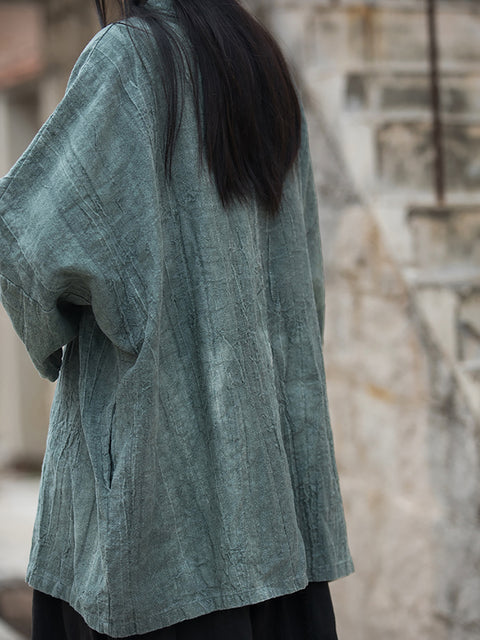 Cappotto a camicia ampia con coulisse in tinta unita retrò primavera da donna taglie forti