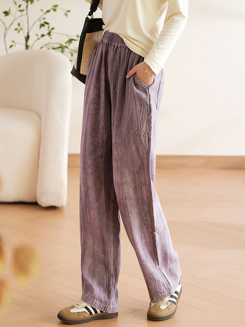 Pantaloni da donna in cotone di lino a gamba larga vintage primaverili taglie forti