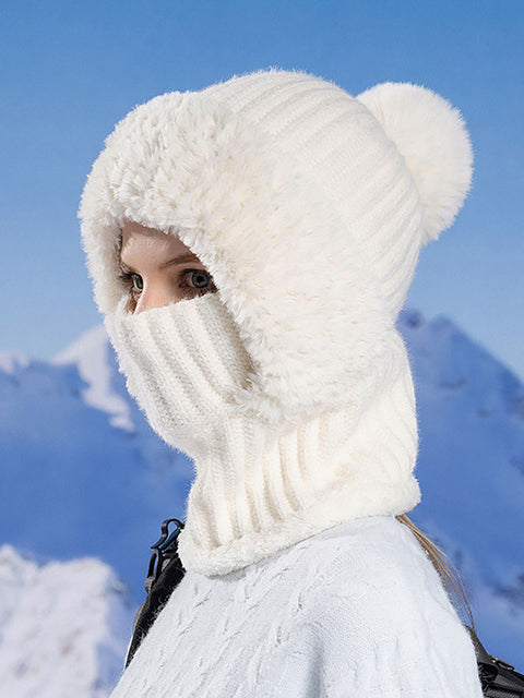 Cappello sciarpa in peluche lavorato a maglia caldo invernale da donna