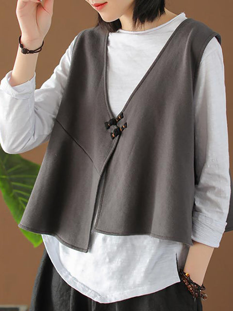 T-shirt a maniche lunghe in cotone taglie forti e gilet largo