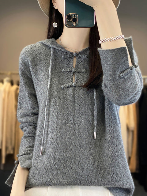 Maglione in maglia di lana con scollo a V e righe casual autunnali da donna