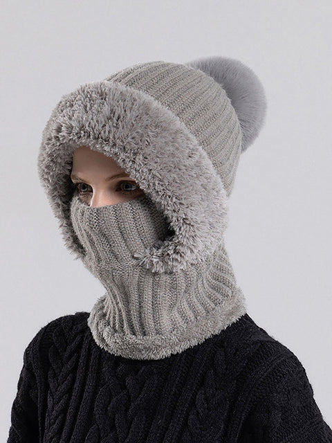 Cappello sciarpa in peluche lavorato a maglia caldo invernale da donna