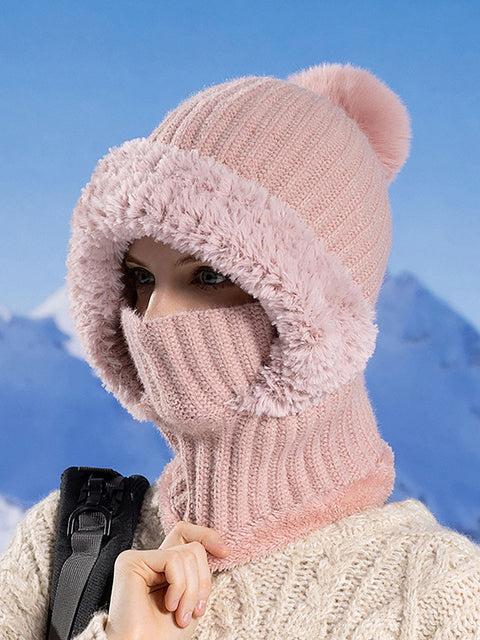 Cappello sciarpa in peluche lavorato a maglia caldo invernale da donna