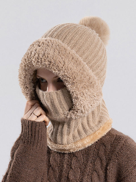 Cappello sciarpa in peluche lavorato a maglia caldo invernale da donna