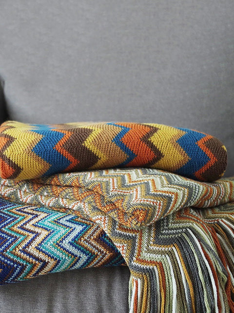 Vintage Mid Century Style Bohemian Sofa Throw Blanket