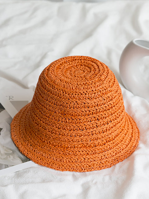 Cappello da viaggio estivo da donna in paglia intrecciata, resistente al sole