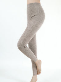 Thumbnail for Leggings spessi in lana solida calda invernale da donna