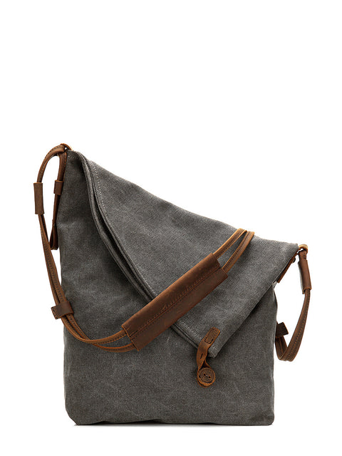 Women Canvas And Leather Crossbody Bag