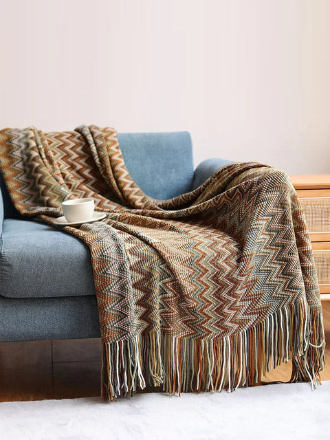 Vintage Mid Century Style Bohemian Sofa Throw Blanket