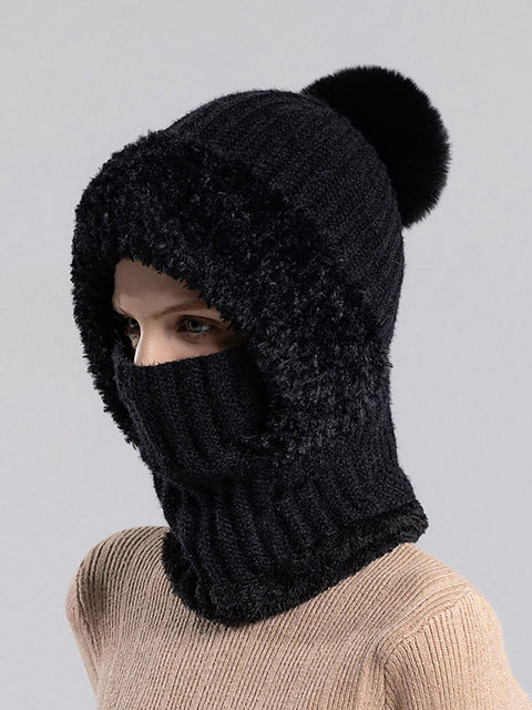 Cappello sciarpa in peluche lavorato a maglia caldo invernale da donna