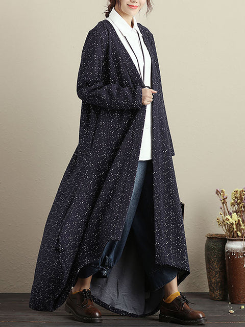 Cappotto autunno inverno blu maniche lunghe cardigan taglie forti per donna