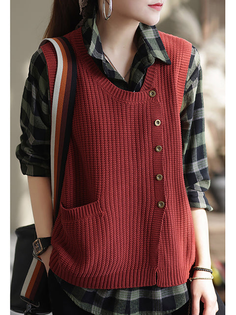 Maglione gilet con gilet lavorato a maglia da donna taglie forti