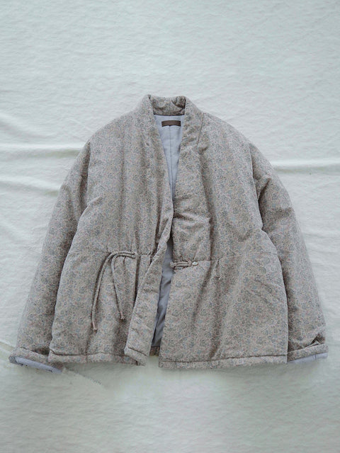 Cappotto imbottito con bottone singolo floreale in stile cinese da donna