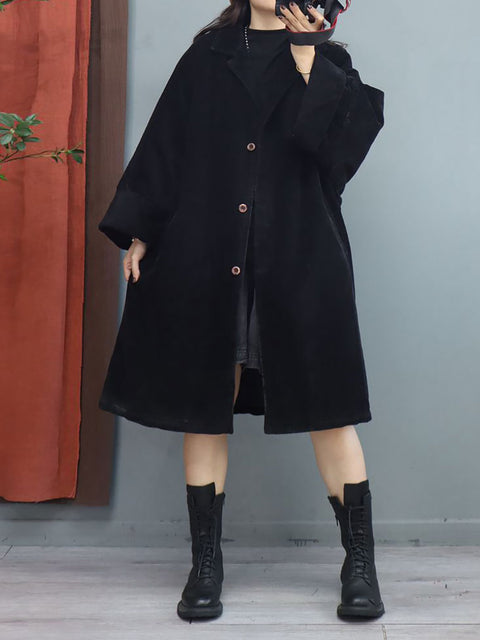 Plus Size Winter Women Batwing Sleeve Baggy Mid Length Padded Coat