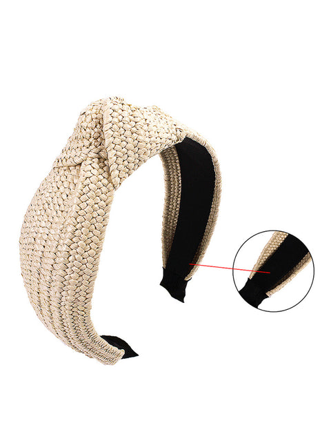 Casual Knot Straw Woven Hair Band - 4 Pieces