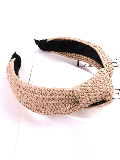 Casual Knot Straw Woven Hair Band - 4 Pieces