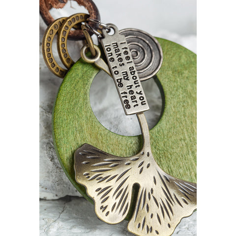 Buykud Ginkgo Leaf Simple Personality Retro Car Keychain