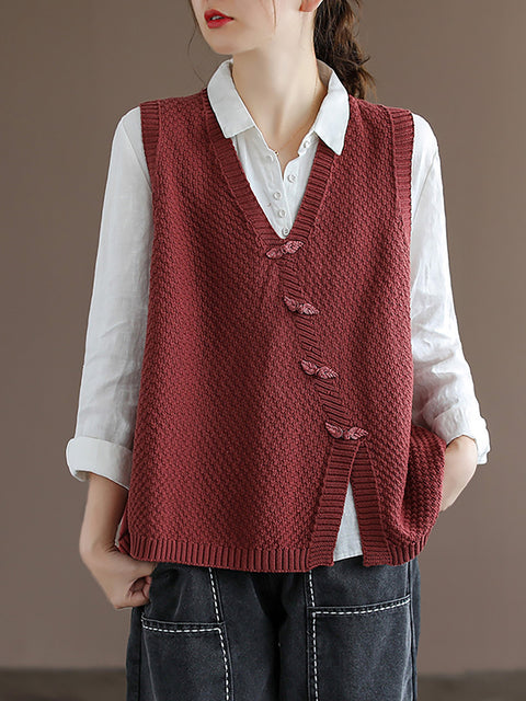 Maglione gilet lavorato a maglia con bottoni da donna taglie forti