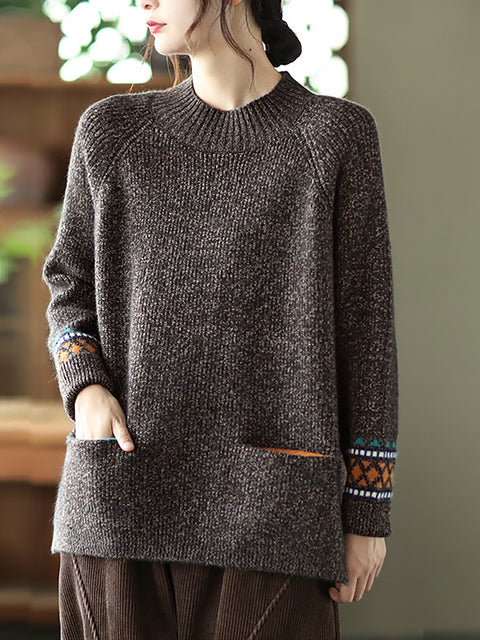 PLUS Size - Turtleneck Knitted Split Hem Long Sleeve Sweater